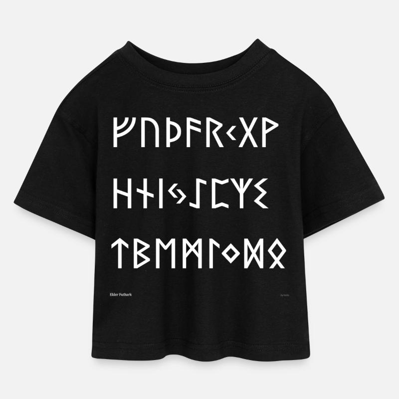 Elder Futhark (white) - Kids’ Cropped Jersey T-Shirt - black