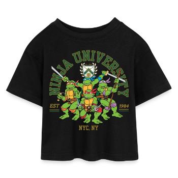 Teenage Mutant Ninja Turtles Université Ninja - T-shirt Crop Top en jersey Enfant - noir - Devant