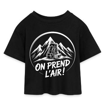 Abenteuer-Rucksackwandern - Kinder Cropped Jersey T-Shirt - Schwarz - Vorne