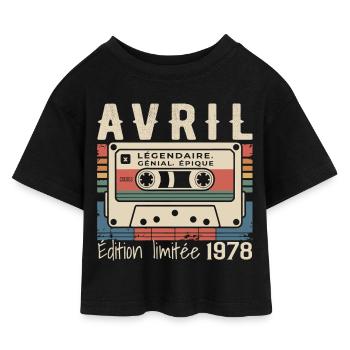 April 1978 - Kinder Cropped Jersey T-Shirt - Schwarz - Vorne