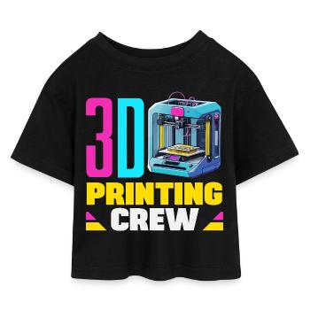 3D Printing Crew Maker Space Robotics Team Funny - Kids’ Cropped Jersey T-Shirt - black - Front