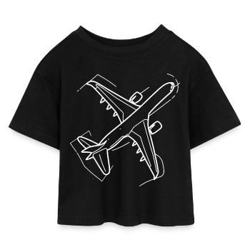 Dessin d’avion - T-shirt Crop Top en jersey Enfant - noir - Devant