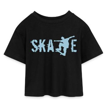 Skate - T-shirt Crop Top en jersey Enfant - noir - Devant