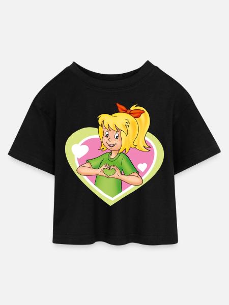 Bibi Blocksberg verliebt Herzen - Kinder Cropped Jersey T-Shirt - Schwarz