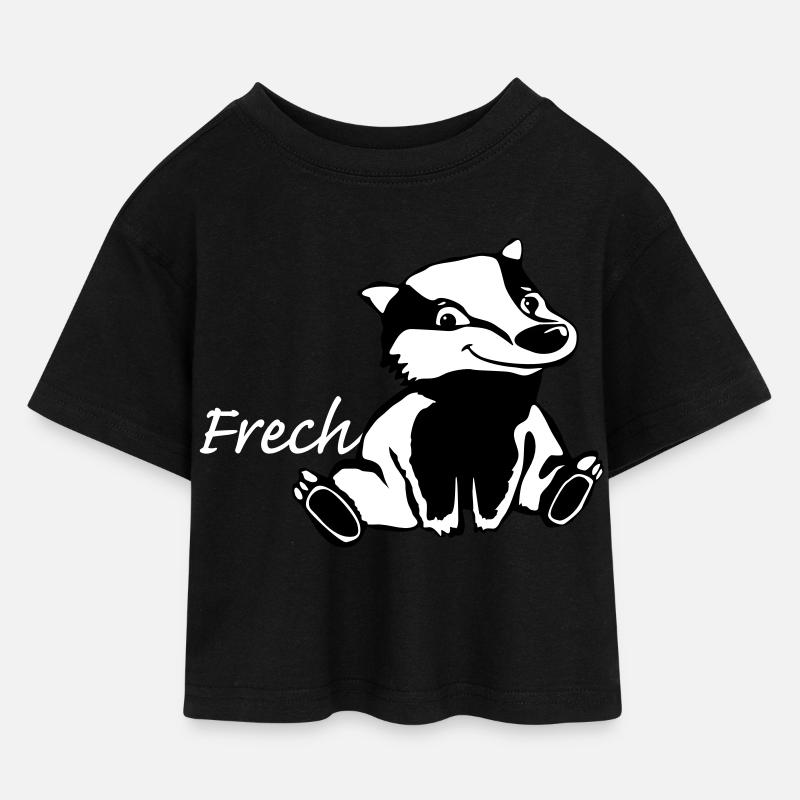 Frecher Dachs - Kinder Cropped Jersey T-Shirt - Schwarz