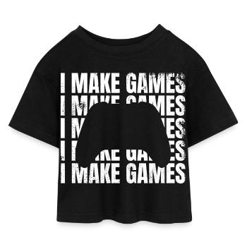 I develop games - Kids’ Cropped Jersey T-Shirt - black - Front
