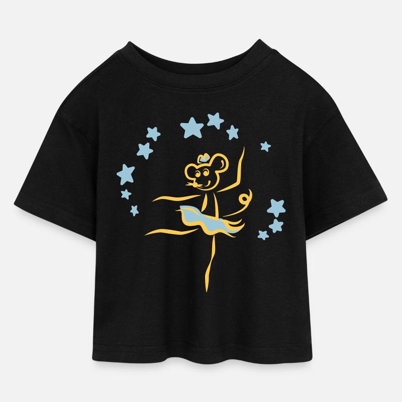 Tanzmaus | Tanzshirts - Kinder Cropped Jersey T-Shirt - Schwarz