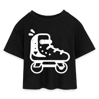 Rollschuhe Cartoon Stil - Kinder Cropped Jersey T-Shirt - Schwarz - Vorne