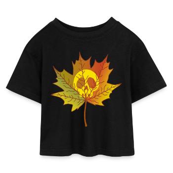 Totes Blatt - Kinder Cropped Jersey T-Shirt - Schwarz - Vorne