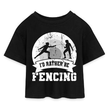Ich würde lieber fechten - Kinder Cropped Jersey T-Shirt - Schwarz - Vorne