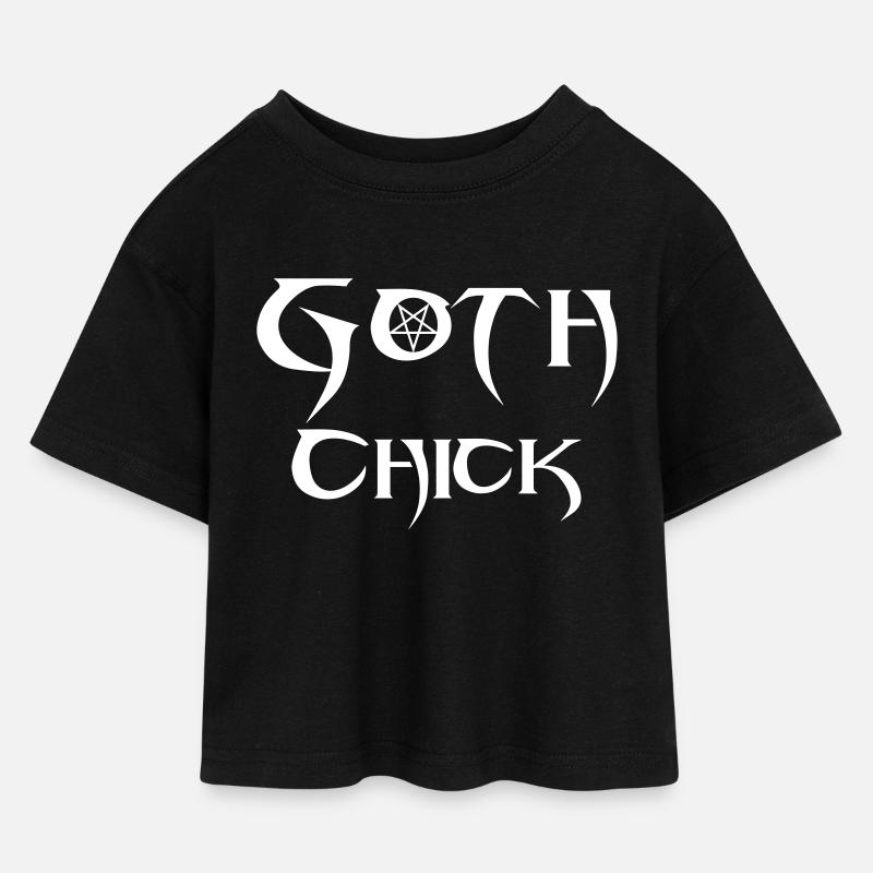 Goth Chick (Vector) - Kids’ Cropped Jersey T-Shirt - black
