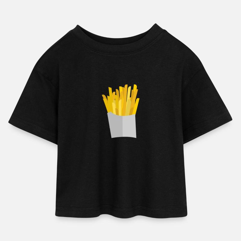 Frites - T-shirt Crop Top en jersey Enfant - noir