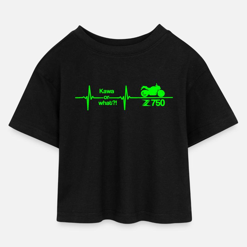 Motorrad - Kinder Cropped Jersey T-Shirt - Schwarz