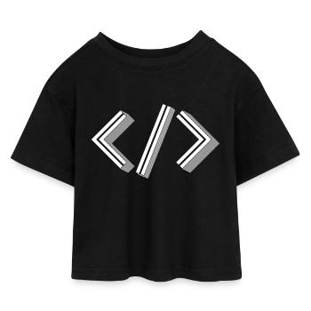 Retro Bracket's - Full Stack Developer HTML XML - Kinder Cropped Jersey T-Shirt - Schwarz - Vorne