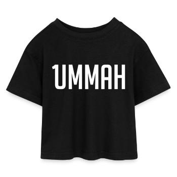 1ummah WHT - Kids’ Cropped Jersey T-Shirt - black - Front
