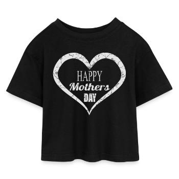 Motif de la fête des mères - T-shirt Crop Top en jersey Enfant - noir - Devant