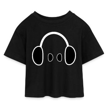 Headphones, Dj, Music Festival - Kids’ Cropped Jersey T-Shirt - black - Front