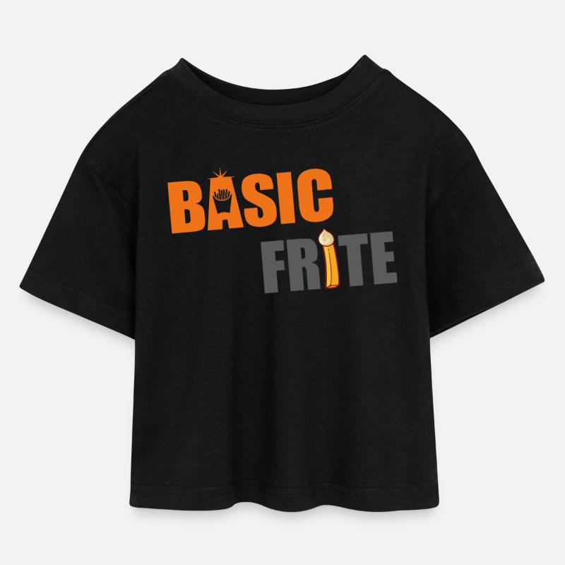 Basic frite 2 - T-shirt Crop Top en jersey Enfant - noir