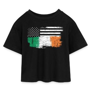 Drapeau irlandais avec étoiles - T-shirt Crop Top en jersey Enfant - noir - Devant