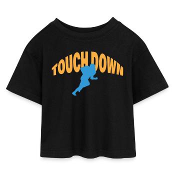 TOUCH DOWN - Kids’ Cropped Jersey T-Shirt - black - Front