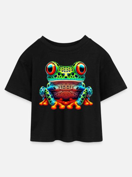 Frosch - Kinder Cropped Jersey T-Shirt - Schwarz