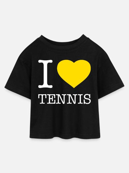 I LOVE TENNiS - Kinder Cropped Jersey T-Shirt - Schwarz