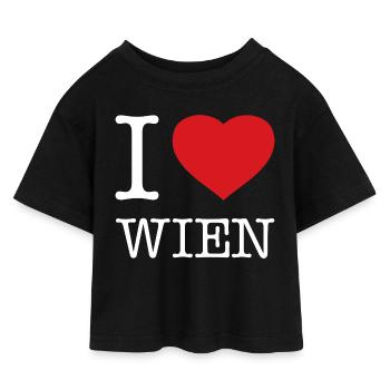 I LOVE WIEN - Kinder Cropped Jersey T-Shirt - Schwarz - Vorne