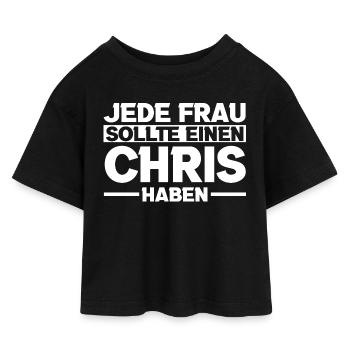 Inspirierendes Frauenmotto in Schwarzweiß - Kinder Cropped Jersey T-Shirt - Schwarz - Vorne