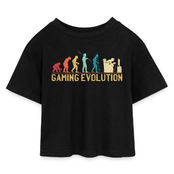 Gaming Evolution Kunstwerk - Kinder Cropped Jersey T-Shirt - Schwarz - Vorne