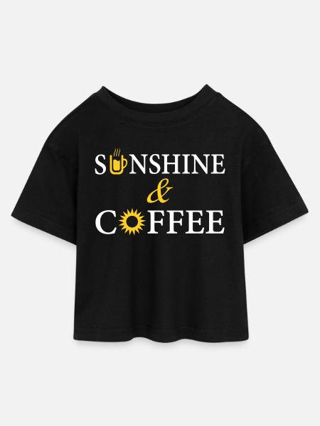 Coffee Sunshine - Kinder Cropped Jersey T-Shirt - Schwarz