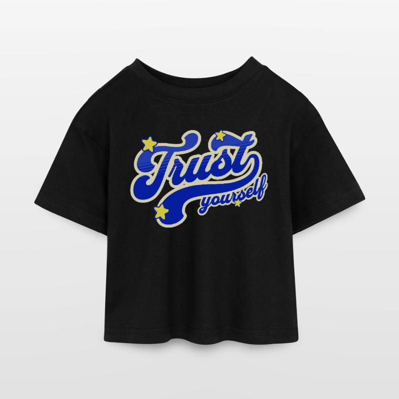 Self-Confidence Starry Script Kids’ Cropped Jersey T-Shirt