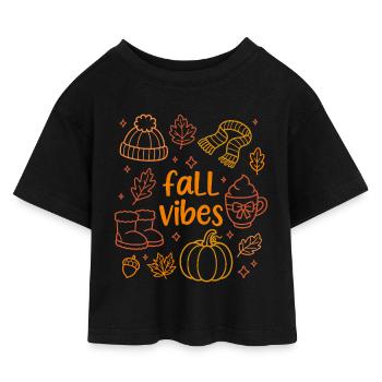 Fall Vibes - Kids’ Cropped Jersey T-Shirt - black - Front