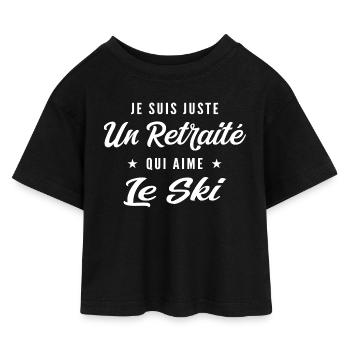 Pensionierter Skienthusiast - Kinder Cropped Jersey T-Shirt - Schwarz - Vorne