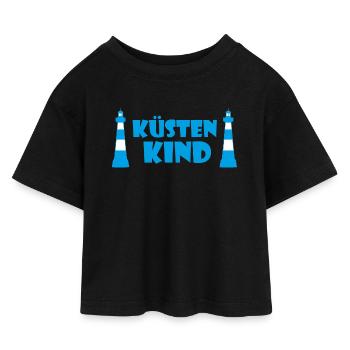 KÜSTENKIND - Kinder Cropped Jersey T-Shirt - Schwarz - Vorne