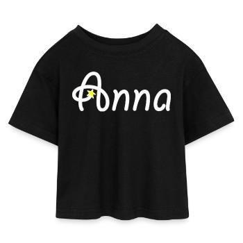 Anna - Kids’ Cropped Jersey T-Shirt - black - Front