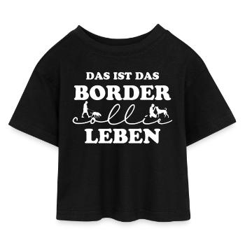 Border Collie Leben - Kinder Cropped Jersey T-Shirt - Schwarz - Vorne
