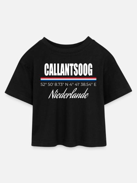 Callantsoog - Kinder Cropped Jersey T-Shirt - Schwarz