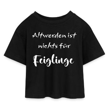 Growing old is not for cowards - Kids’ Cropped Jersey T-Shirt - black - Front