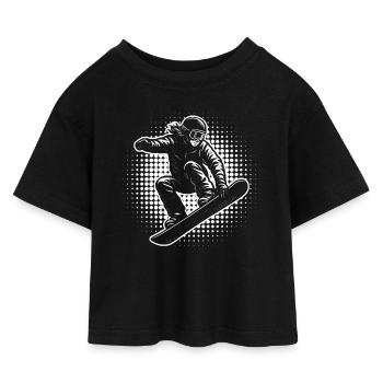 Snowboard Halftone Action - Kinder Cropped Jersey T-Shirt - Schwarz - Vorne