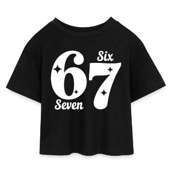 Funny Six Seven 67 - Six Seven SixSeven 6-7 - Kinder Cropped Jersey T-Shirt - Schwarz - Vorne
