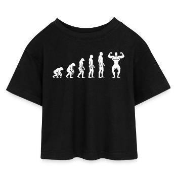 Evolution zum Bodybuilder – Fitness Motivation - Kinder Cropped Jersey T-Shirt - Schwarz - Vorne