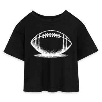 Vintage American Football Ball Sportsman - Kids’ Cropped Jersey T-Shirt - black - Front