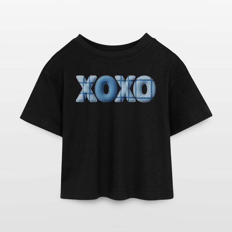 XOXO Patchwork Look with Fabric Look Kids’ Cropped Jersey T-Shirt