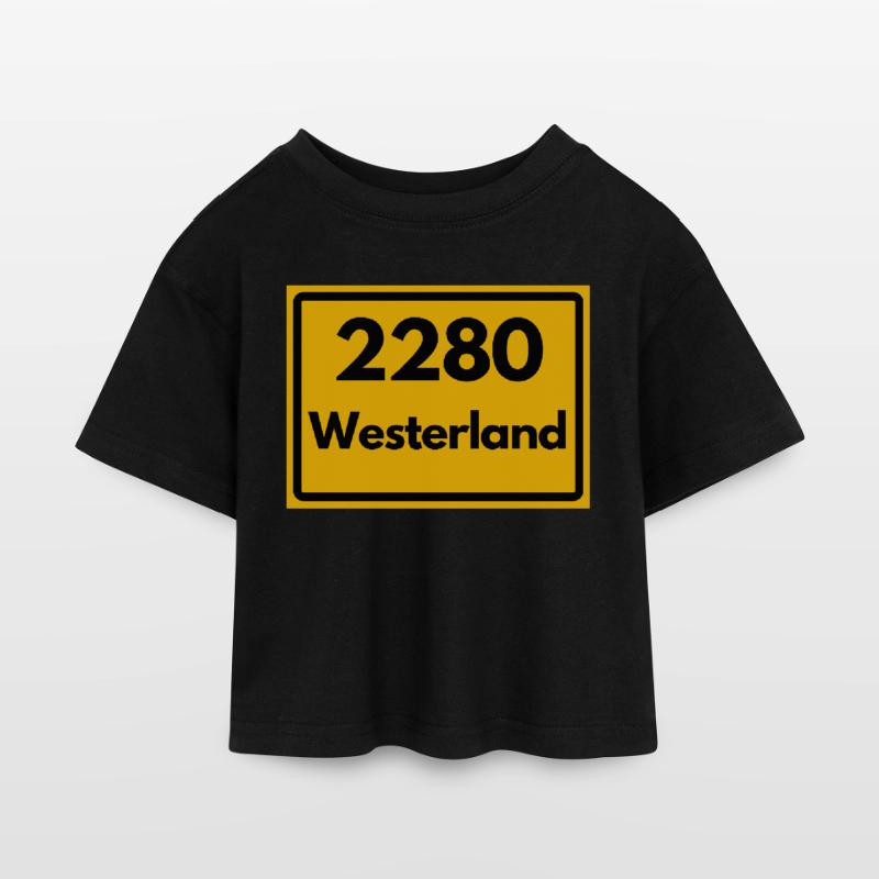 OLD POSTCODE POSTCODE RETRO 2280 WESTERLAND – SYLT Kids’ Cropped Jersey T-Shirt
