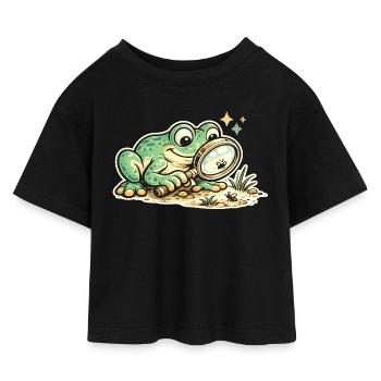 Détective grenouille à la recherche d’indices - T-shirt Crop Top en jersey Enfant - noir - Devant
