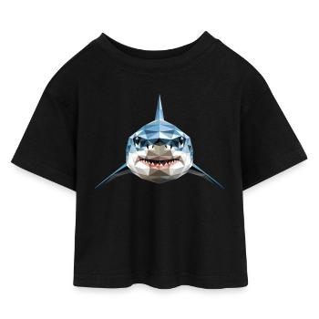 Requin Requin tigre Plongeur Requins mignons Grand requin blanc - T-shirt Crop Top en jersey Enfant - noir - Devant