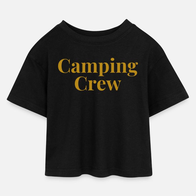 Camping Crew - Kinder Cropped Jersey T-Shirt - Schwarz
