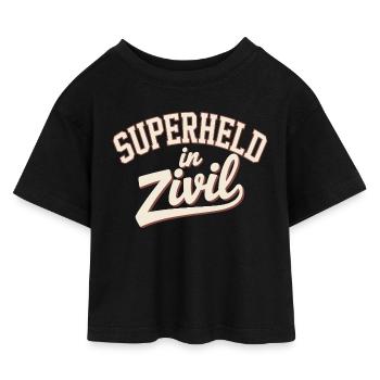 Superheld In Zivil Superhero Superhelden Kostüm - Kinder Cropped Jersey T-Shirt - Schwarz - Vorne