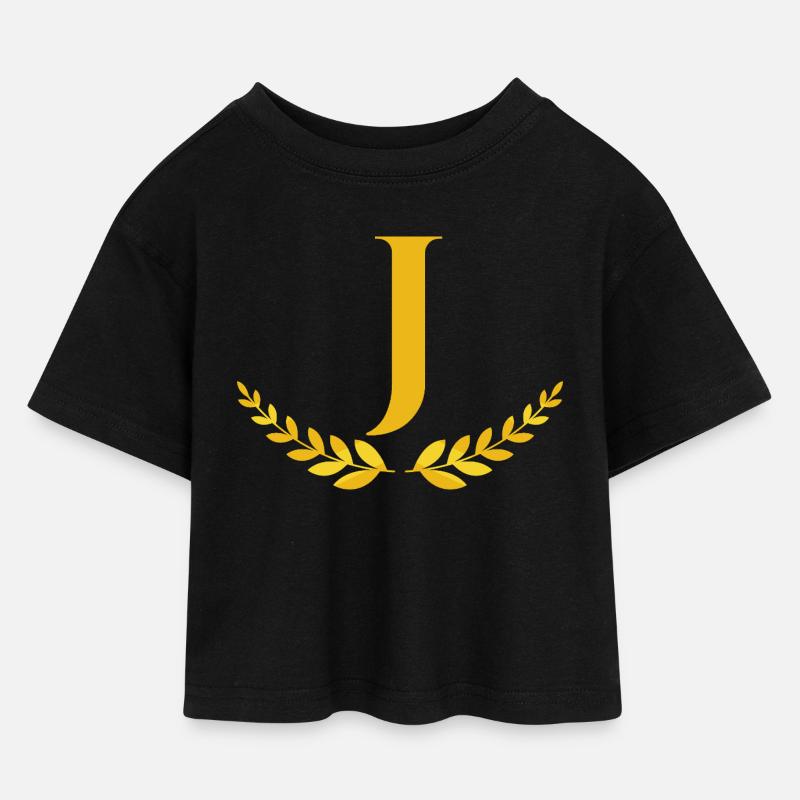 J - Kinder Cropped Jersey T-Shirt - Schwarz