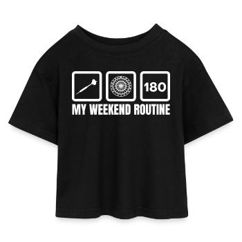 Darts Wochenende - Kinder Cropped Jersey T-Shirt - Schwarz - Vorne
